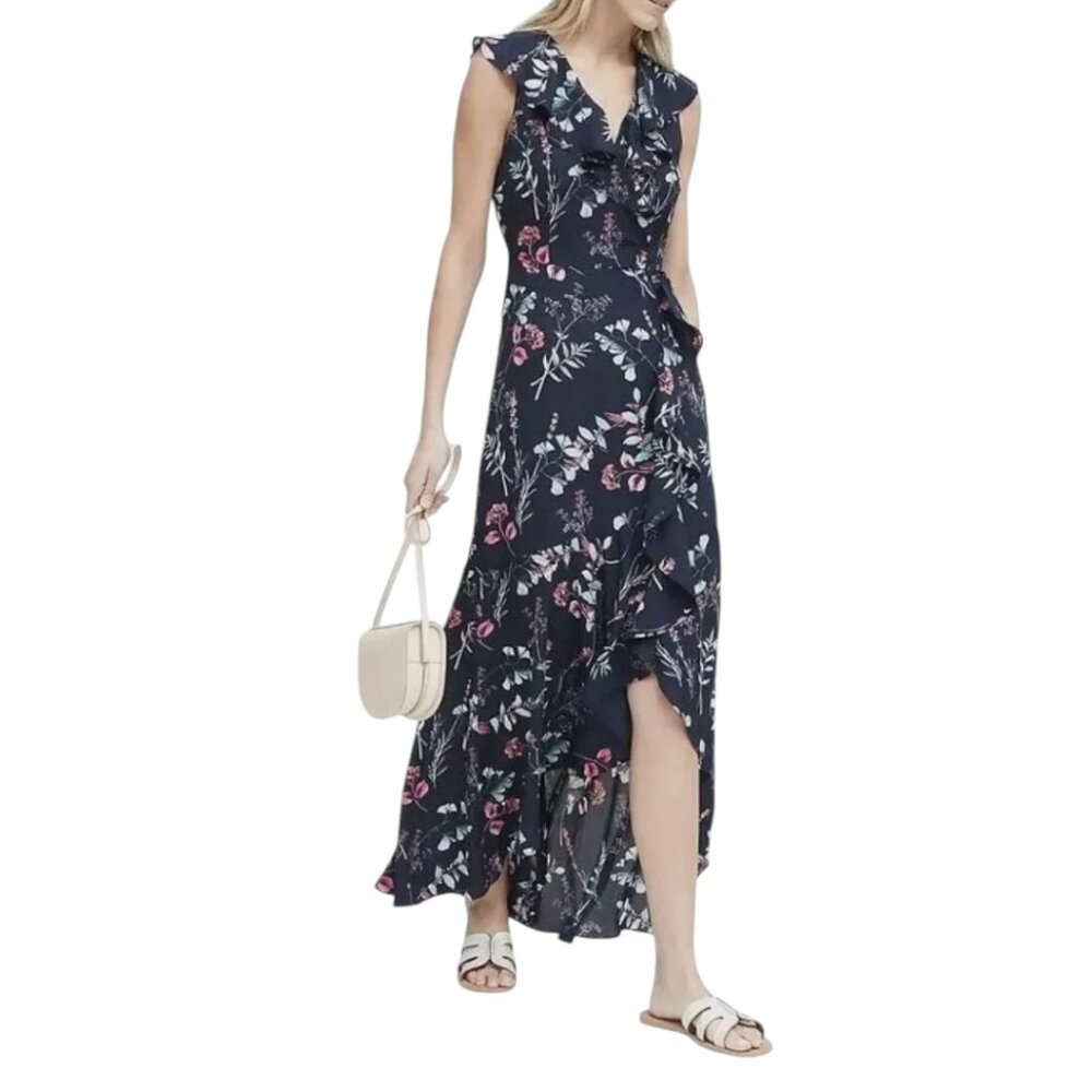 Banana Republic Floral Ruffle-Wrap Maxi Dress (Size: 4)